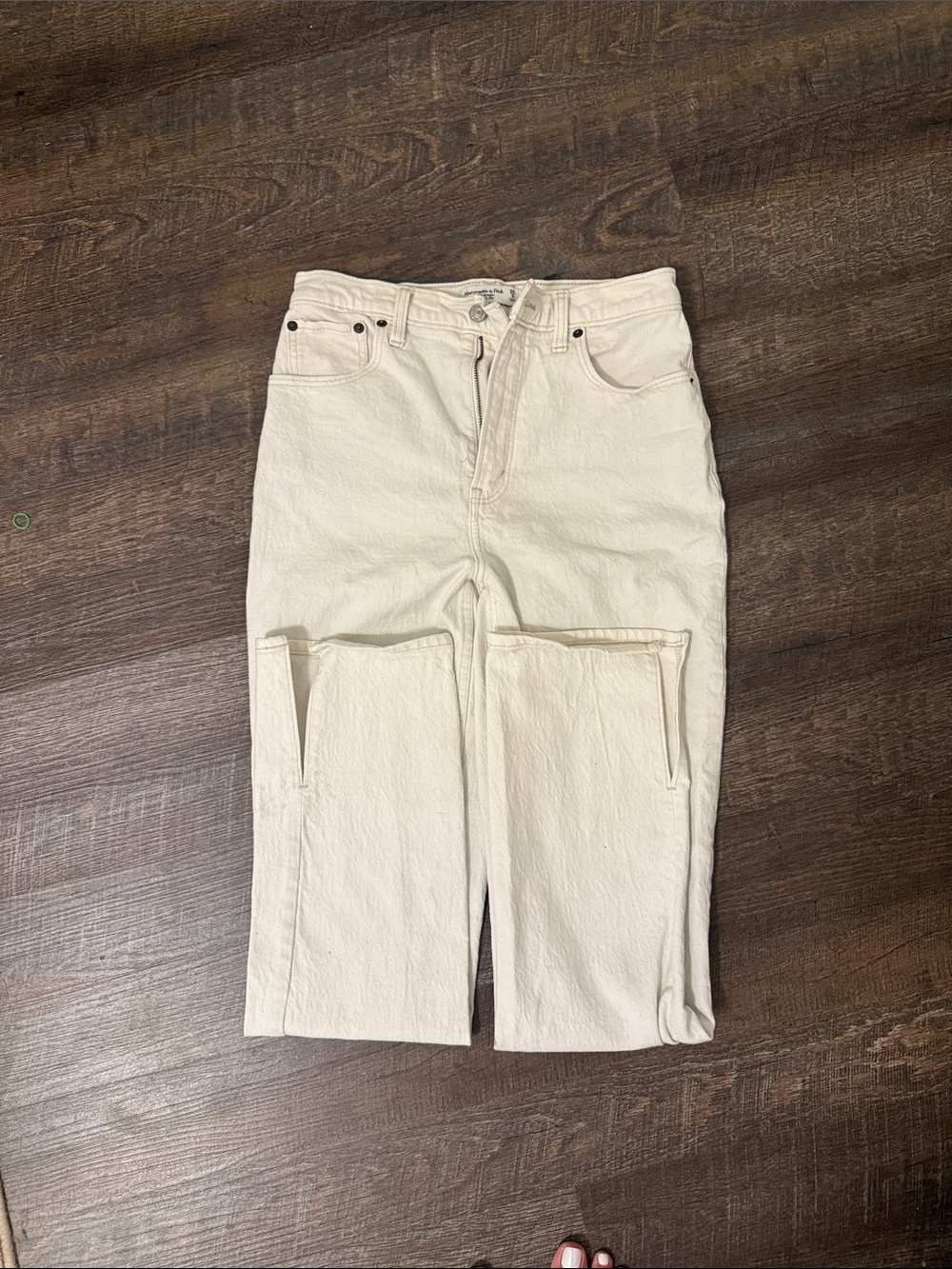 Abercrombie & Fitch Cream High-Rise Straight Jeans